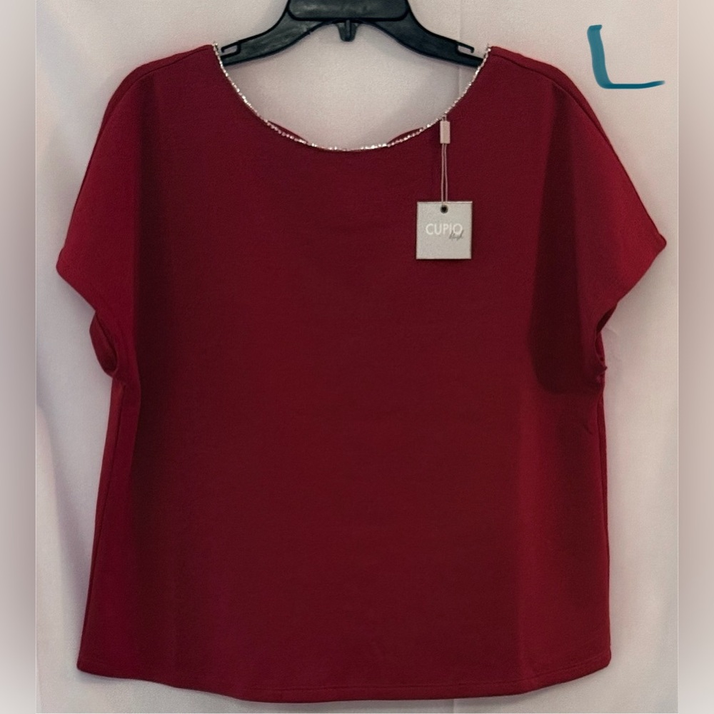 Cupio Women's Burgundy Short Sleeve Top